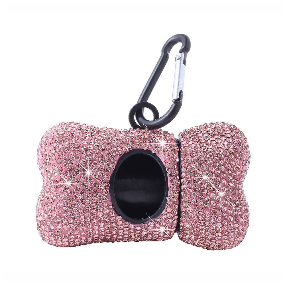 Rhinestone Bone Dog Waste Bag Holder