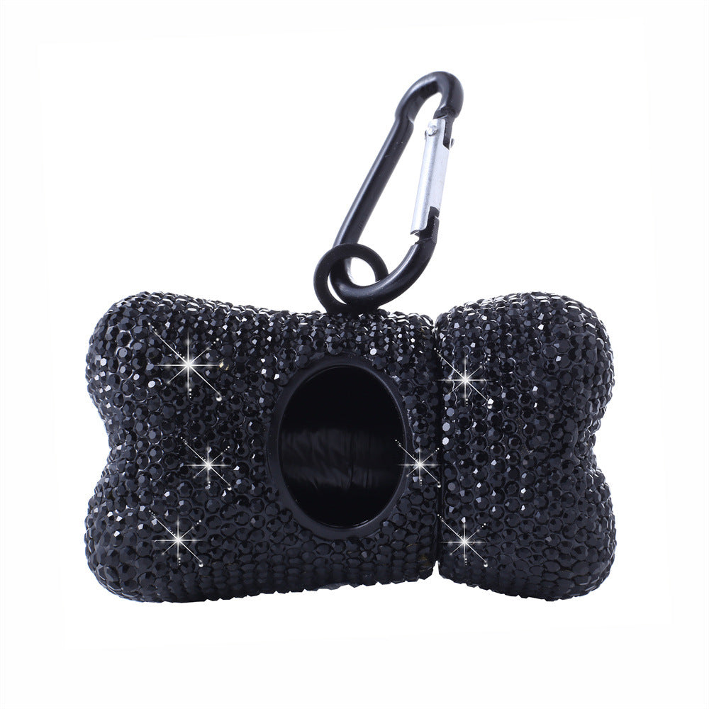 Rhinestone Bone Dog Waste Bag Holder
