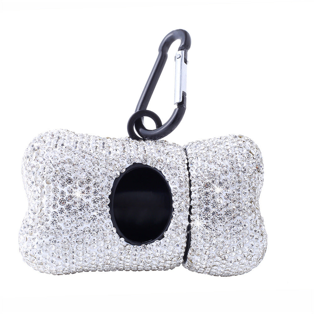 Rhinestone Bone Dog Waste Bag Holder