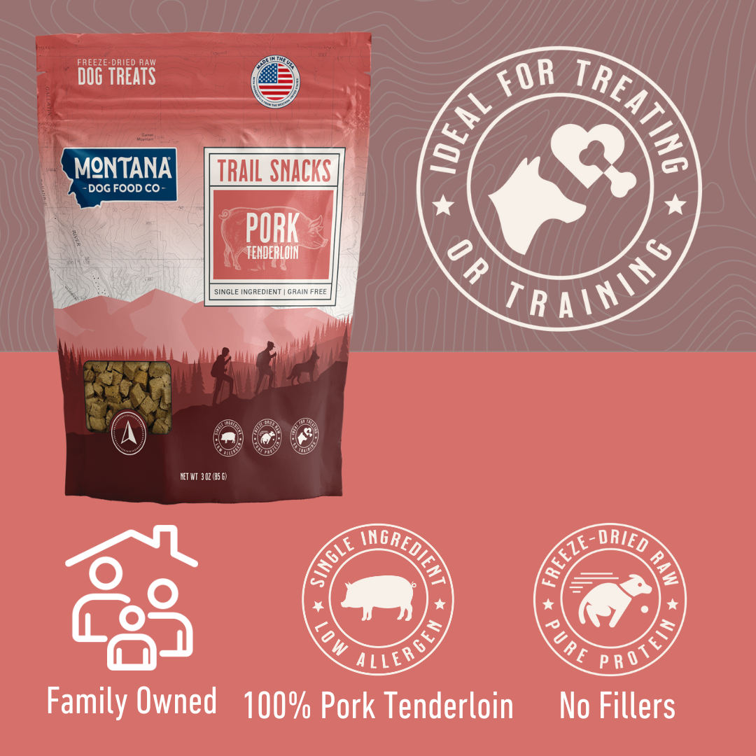 Pork Tenderloin Freeze-dried Raw Trail Snacks (Treats) for Dogs 3oz